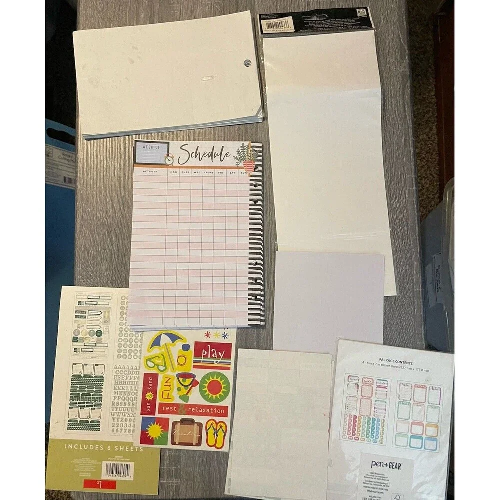 Happy Planner Pen Gear Office Stickers & Weekly Schedule Refill Lot Light Use